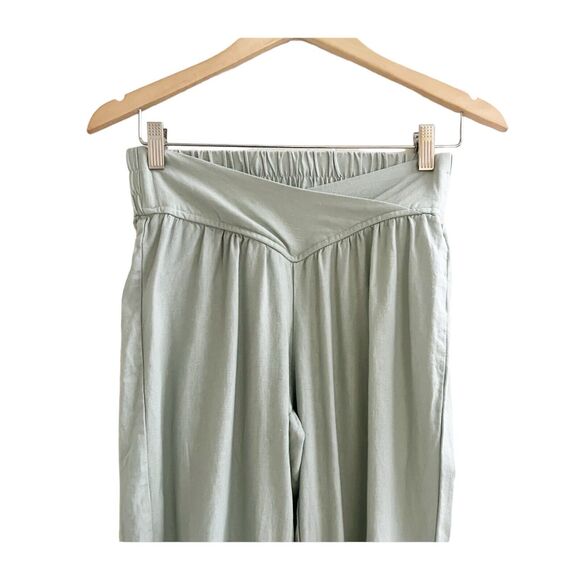 Banjara Linen Blend Jogger Style Pants Crossover Front Sage Green Size Small - Picture 3 of 8